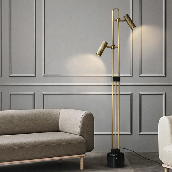 Carrara Solid Brass and Mable Base Floor Lamp