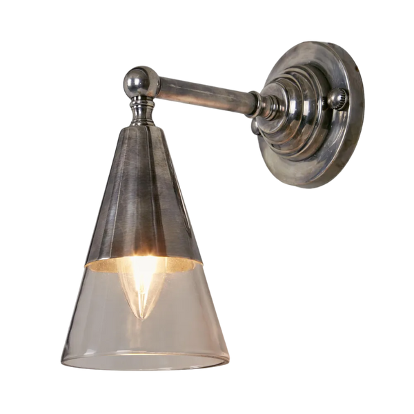 Otto Wall Light With Glass Shade Antique Silver (SKU ELPIM31376GLAAS)