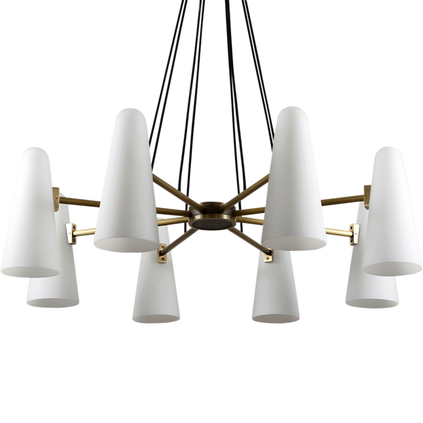 Willowbrook White Opal Glass and Brass Chandelier