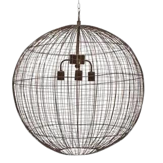 SMITH&SMITH Beressa Large Rustic Copper Wire Round Pendant Lamp - side view - Cray Ball Zaffero
