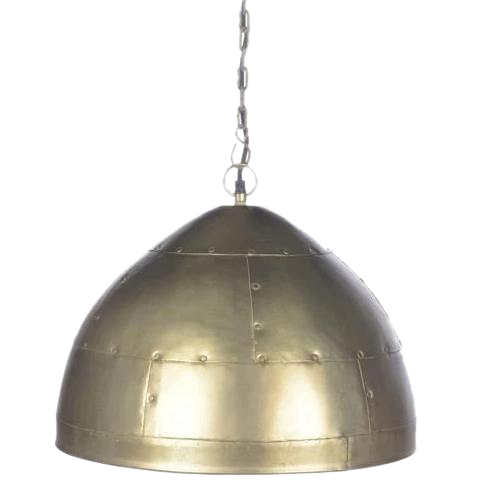 SMITH&SMITH Walton Small Antique Brass Iron Riveted Dome Pendant Lamp