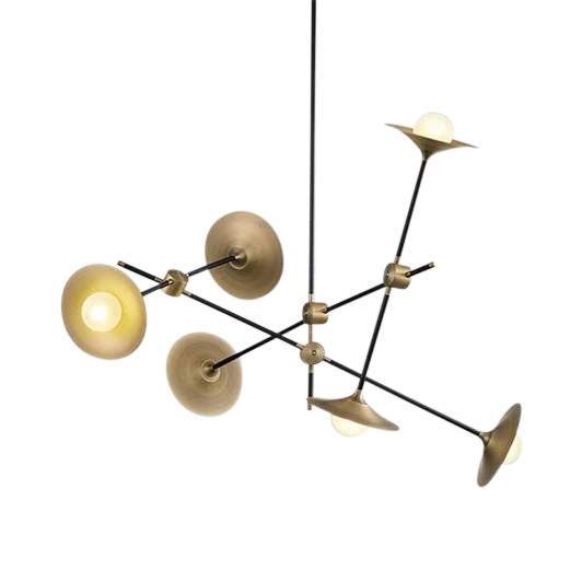 SMITH&SMITH Lighting Morrison 6 Lamp Horn Black and Brass Pendant Lamp