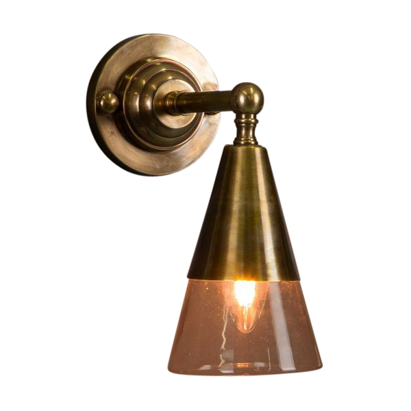 SMITH&SMITH Riverside Outdoor Wall Lamp in Antique Brass and clear glass