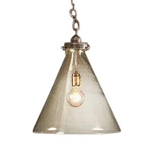 SMITH&SMITH Rivina Medium Antique Silver Hand-blown Glass Cone Pendant Lamp