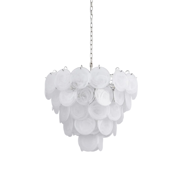 Florenzia White Murano Disc Chandelier