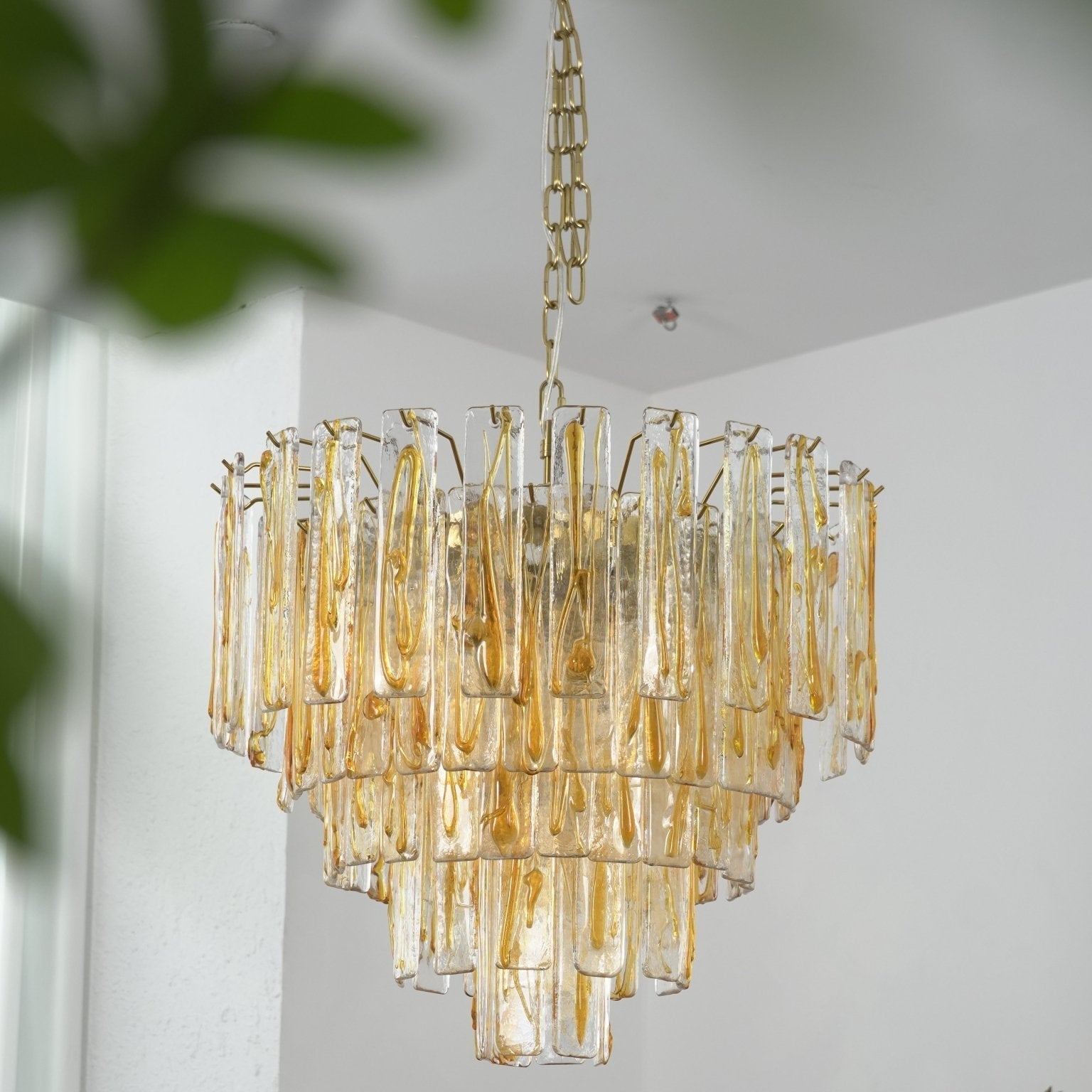 Angelina Golden Murano Glass Chandelier - Small