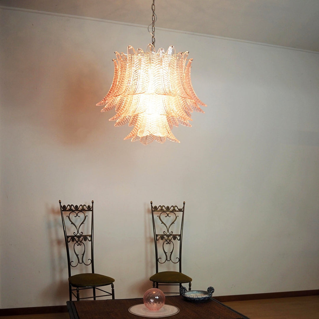 Giulia Murano Pink Glass Leaf Chandelier