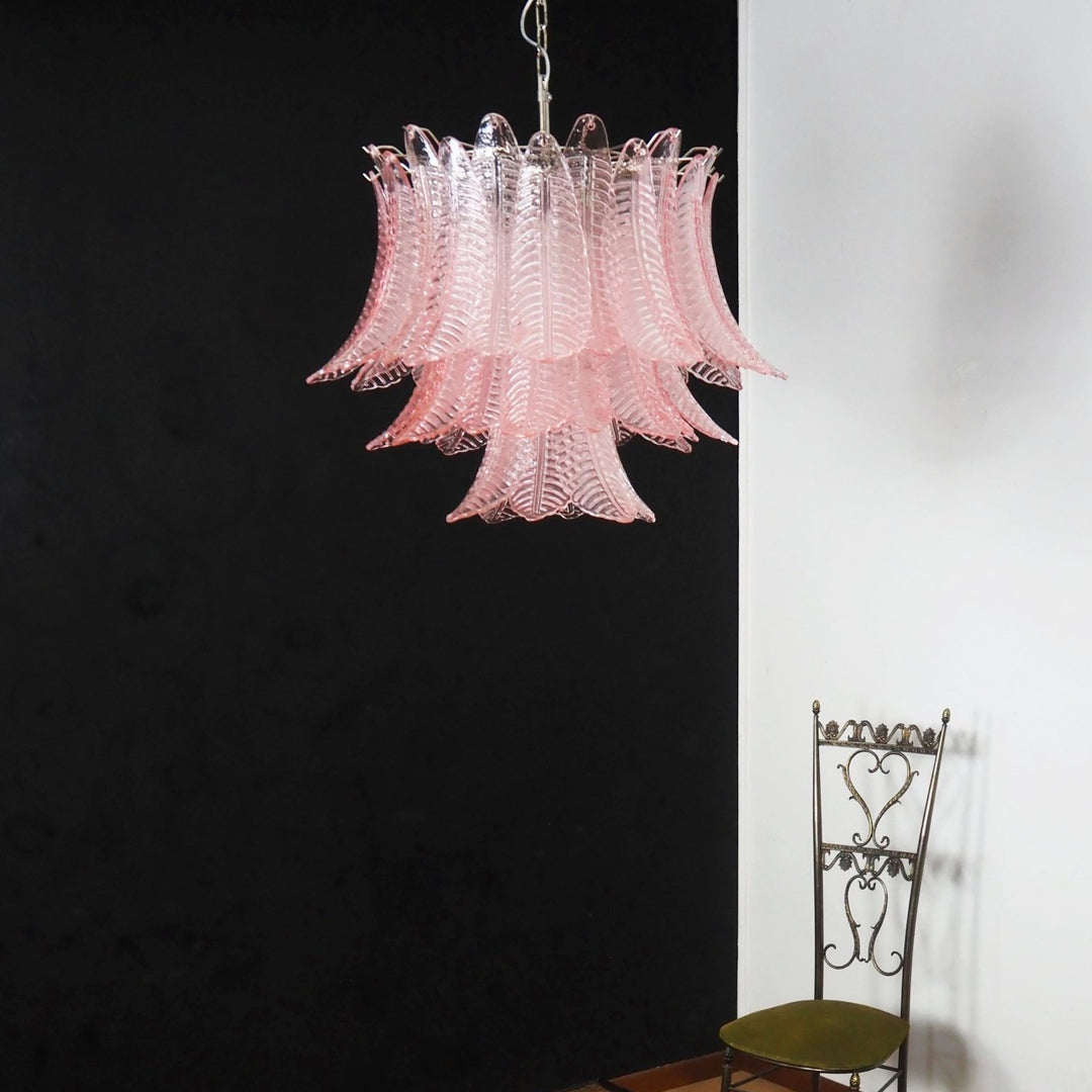 Giulia Murano Pink Glass Leaf Chandelier