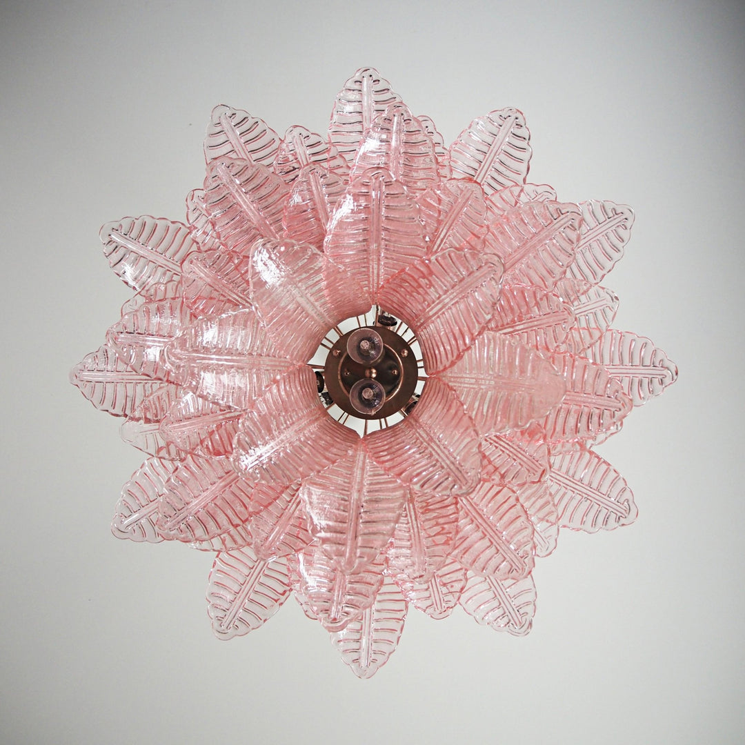 Giulia Murano Pink Glass Leaf Chandelier