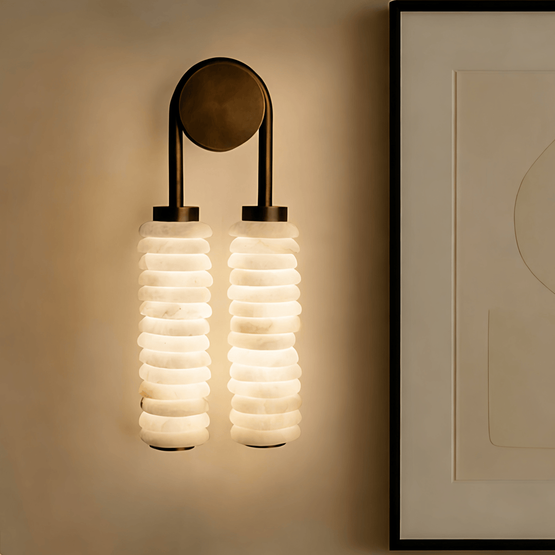Nacar Ribbed Alabaster Sconce