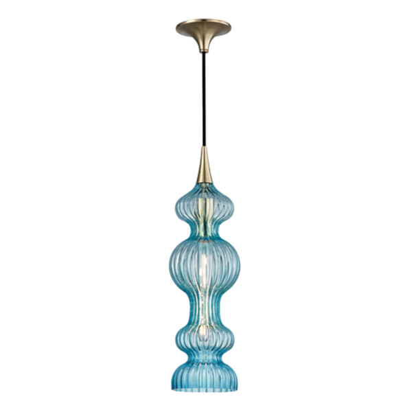 Pomfret Slender Pale Blue Glass Pendant Lamp (SKU: 1600-AGB-BL / 1600-PN-BL)