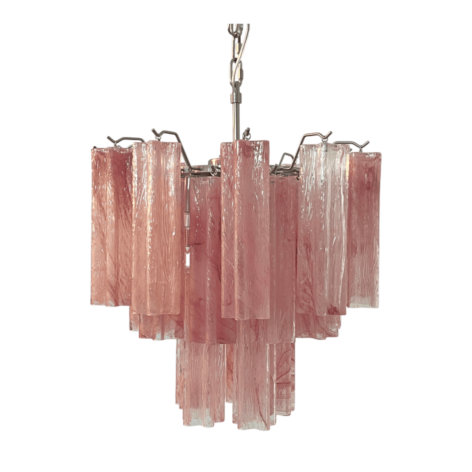 Venessia Murano Pink Glass Tubes Chandelier - Small