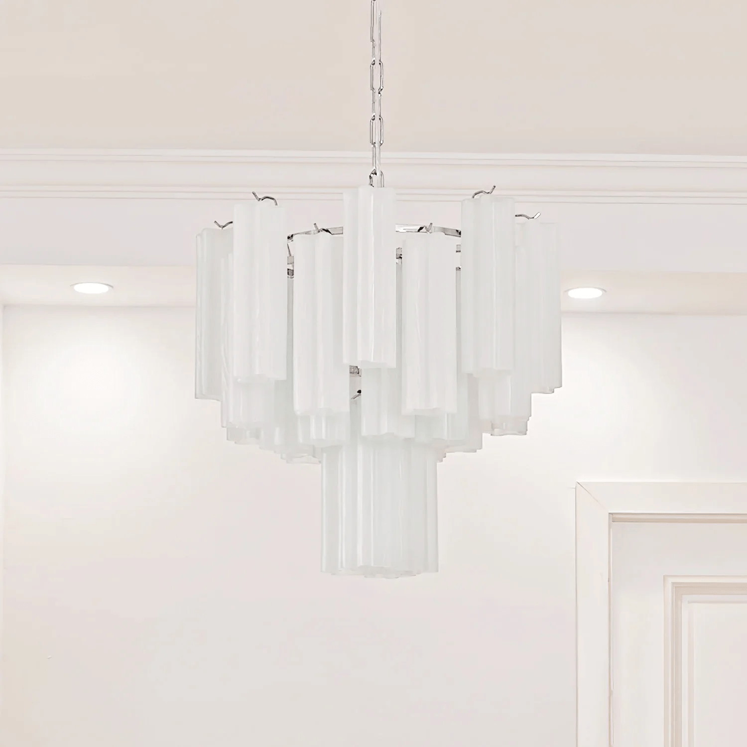 Amalia Murano Frosted Glass Tubes Chandelier - Small