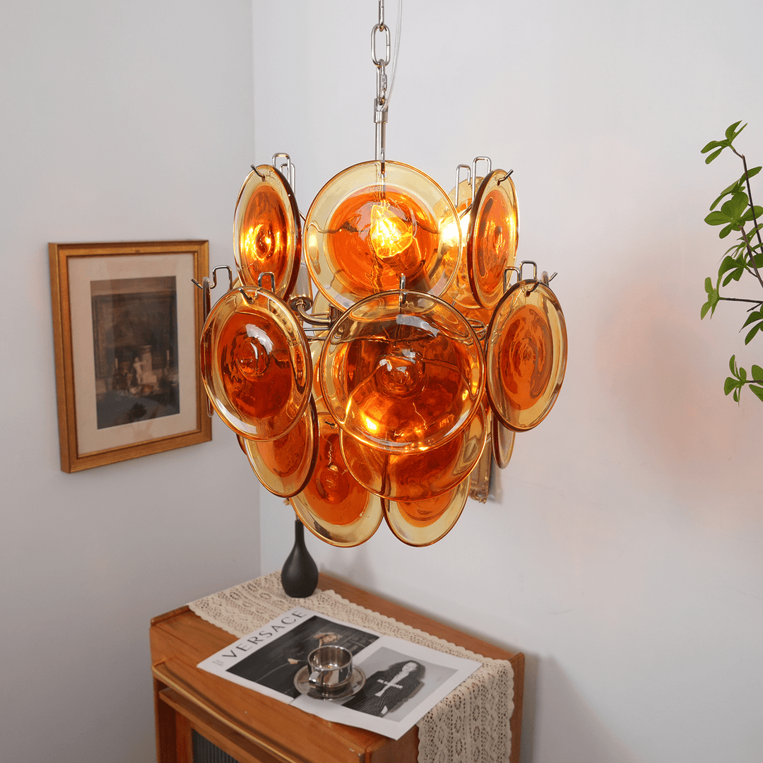 Serena Transparent Murano Disc Chandelier - Medium