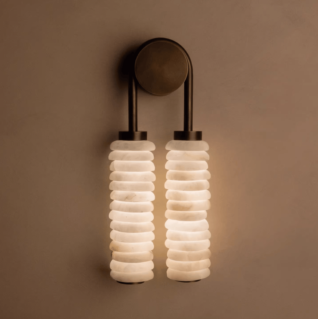 Nacar Ribbed Alabaster Sconce