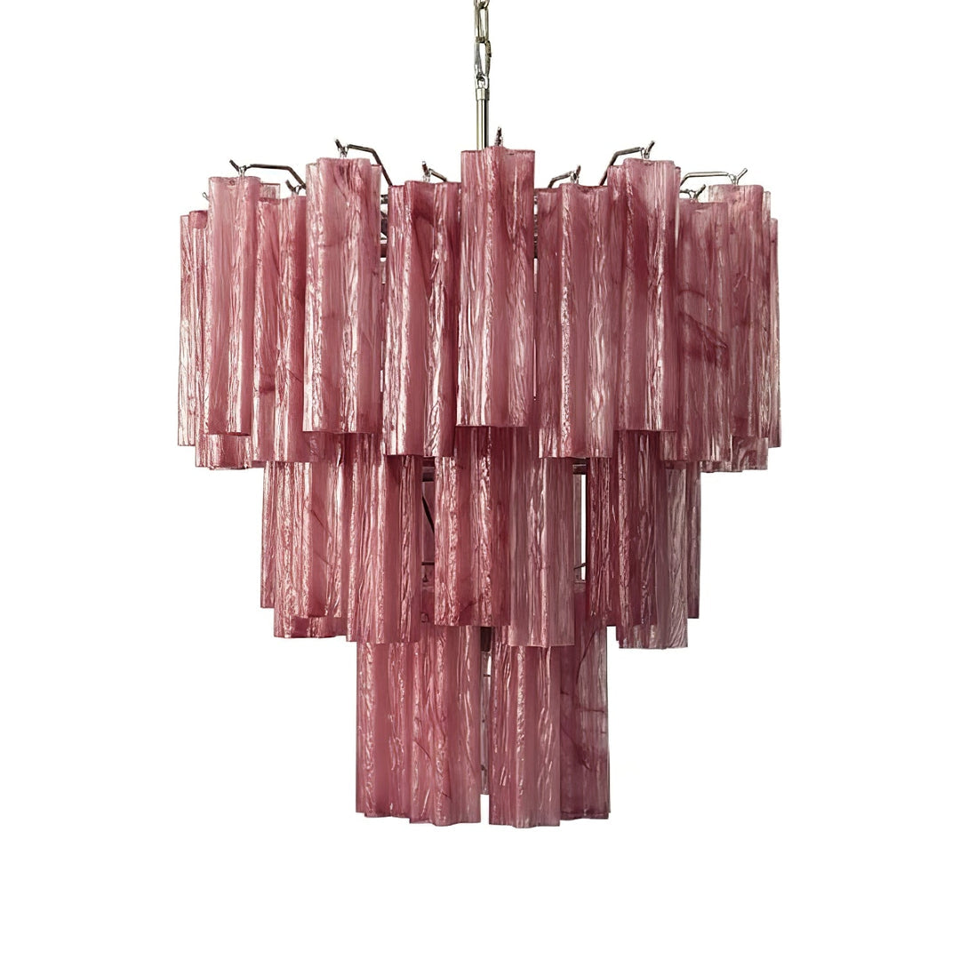 Venessia Murano Pink Glass Tubes Chandelier - Large