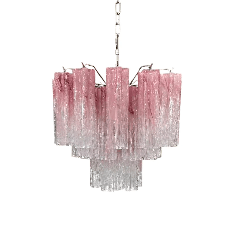 Venessia Murano Pink Glass Tubes Chandelier - Small