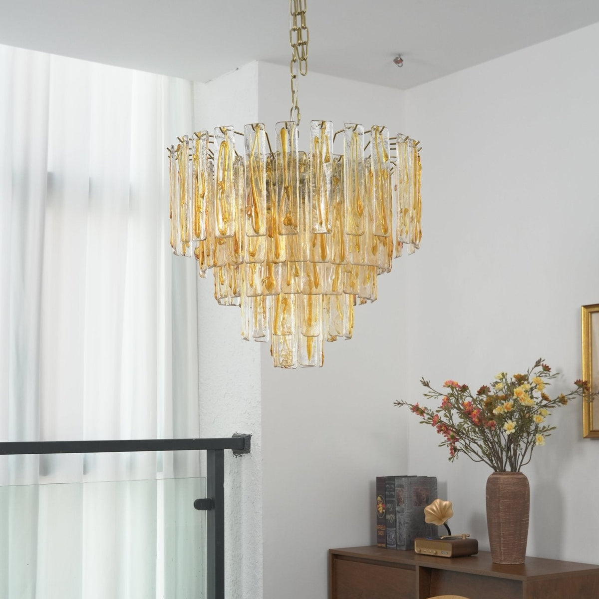 Angelina Golden Murano Glass Chandelier - Large