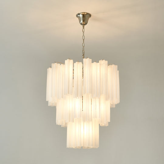 Amalia Murano Frosted Glass Tubes Chandelier - Large