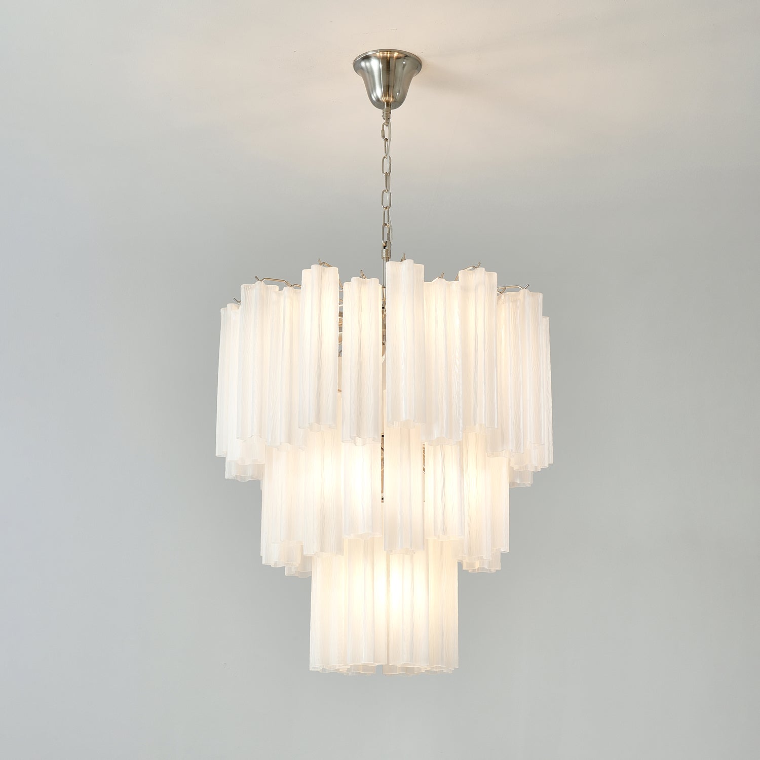 Amalia Murano Frosted Glass Tubes Chandelier - Large