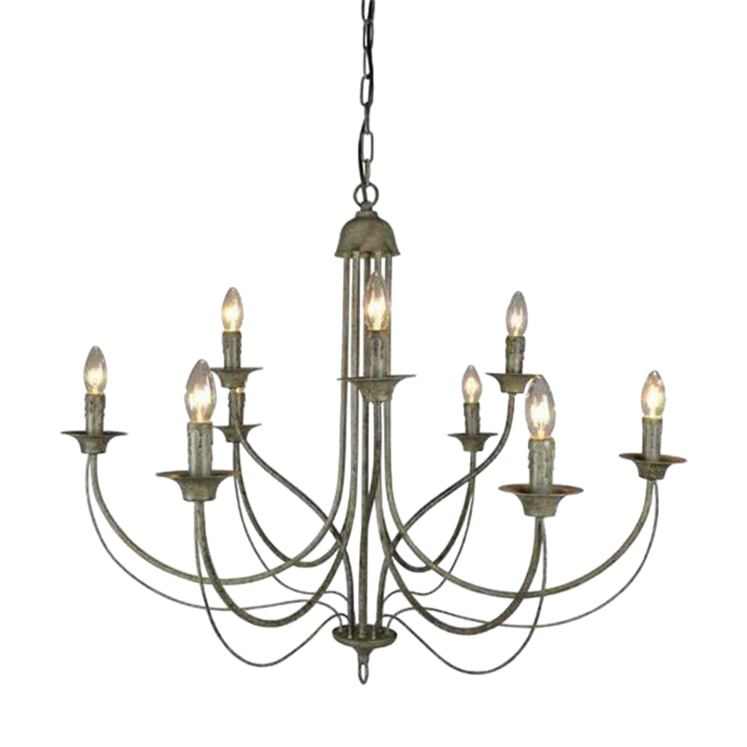 9 Arm Taupe Iron Chandelier 9 Lights