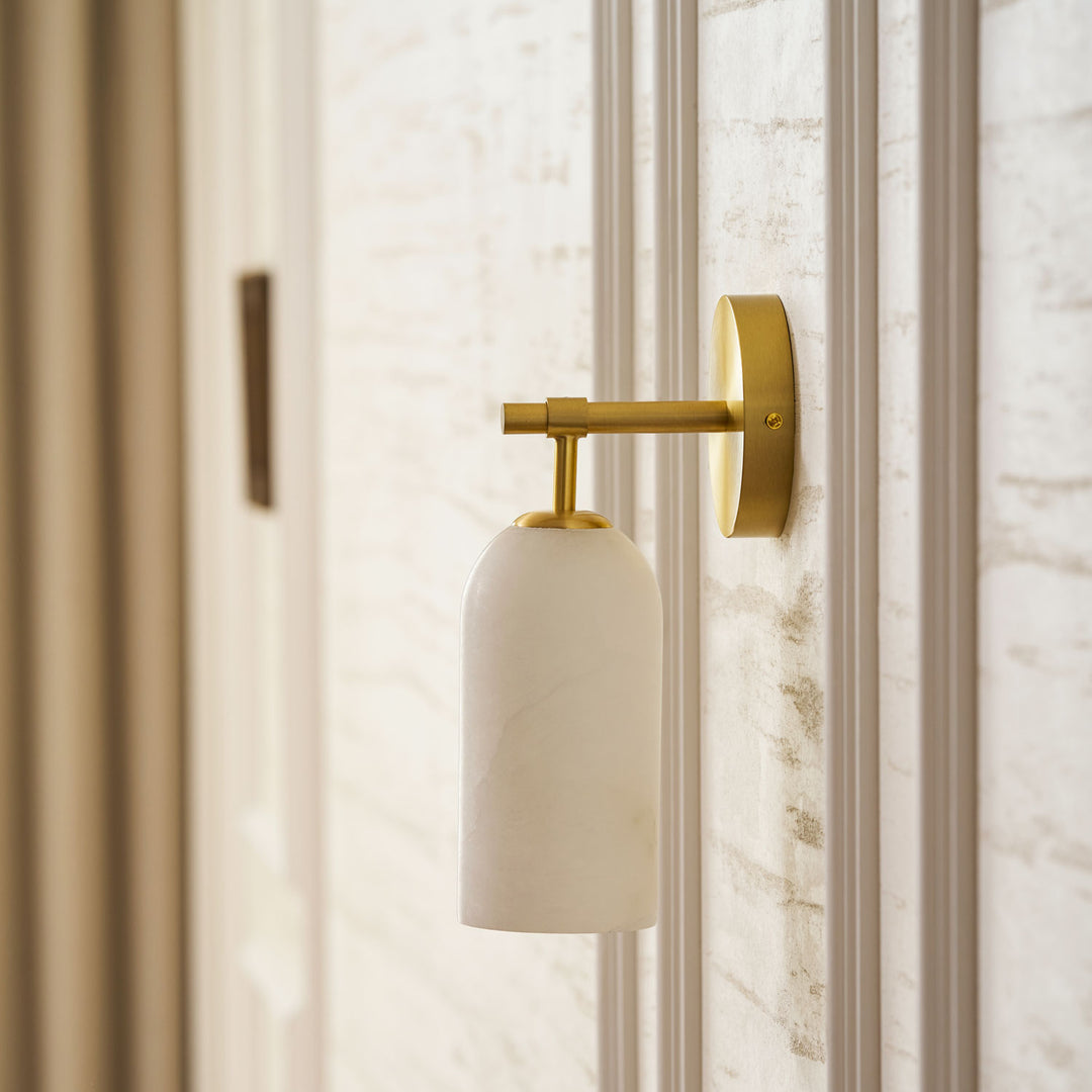 Vela Pillar Alabaster Wall Sconce