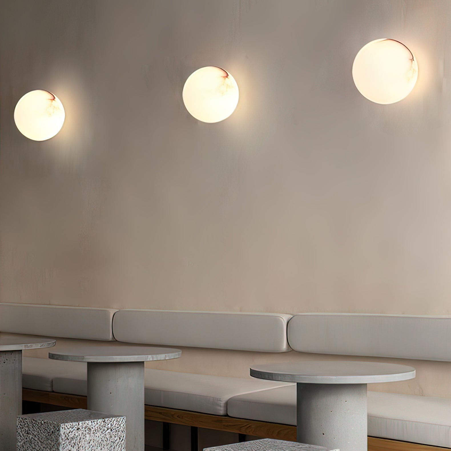 Jahna Small Round Orb Alabaster Wall Lamp