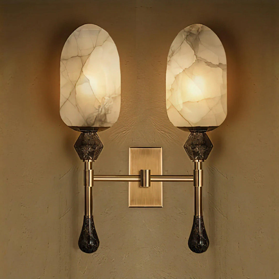 Orlena Obelisk Double Alabaster Sconce