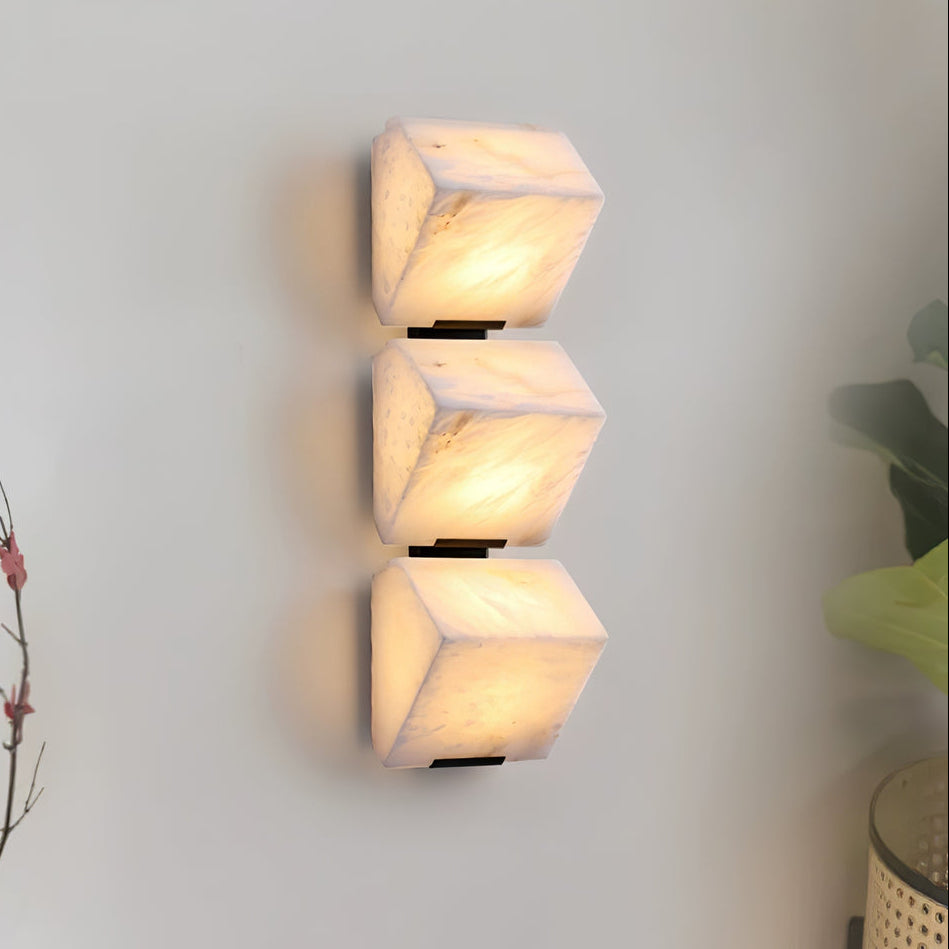 Maristela Alabaster Staircase Plug-in Wall Lamp - 3 tier