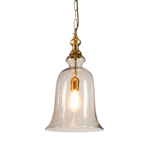 Clear glass bell pendant outlet light