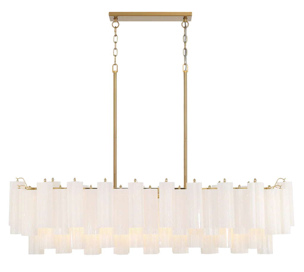 Aria multi-tier linear glass chandelier