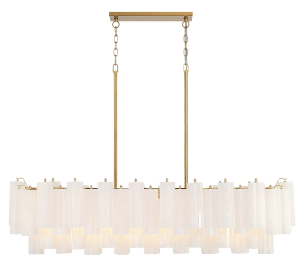 Aria multi-tier linear glass chandelier