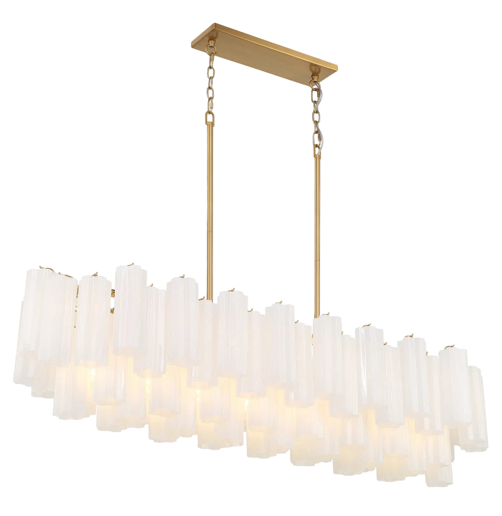 Aria multi-tier linear glass chandelier