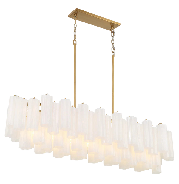 Aria multi-tier linear glass chandelier