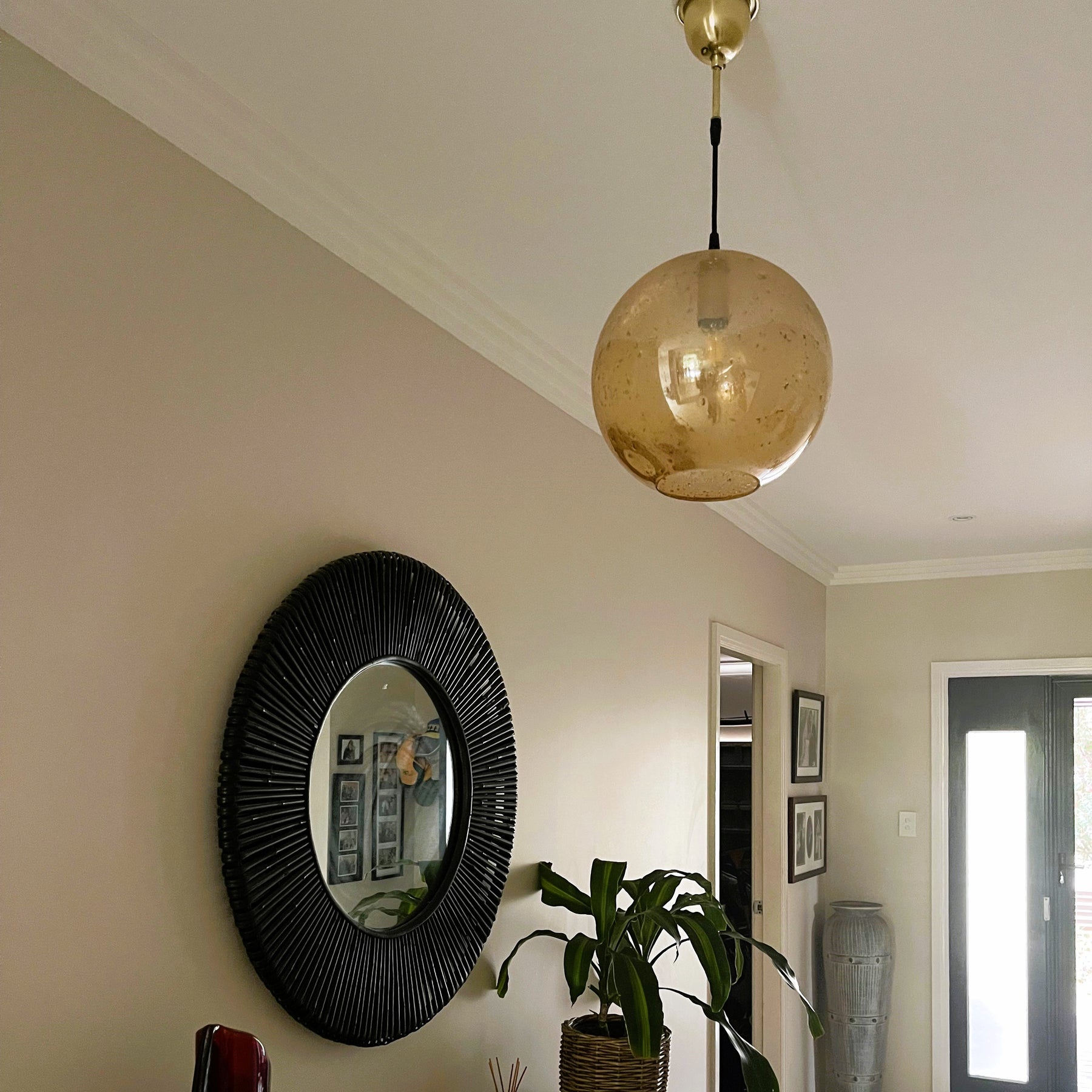 Arthur Round Pale Gold Glass Pendant