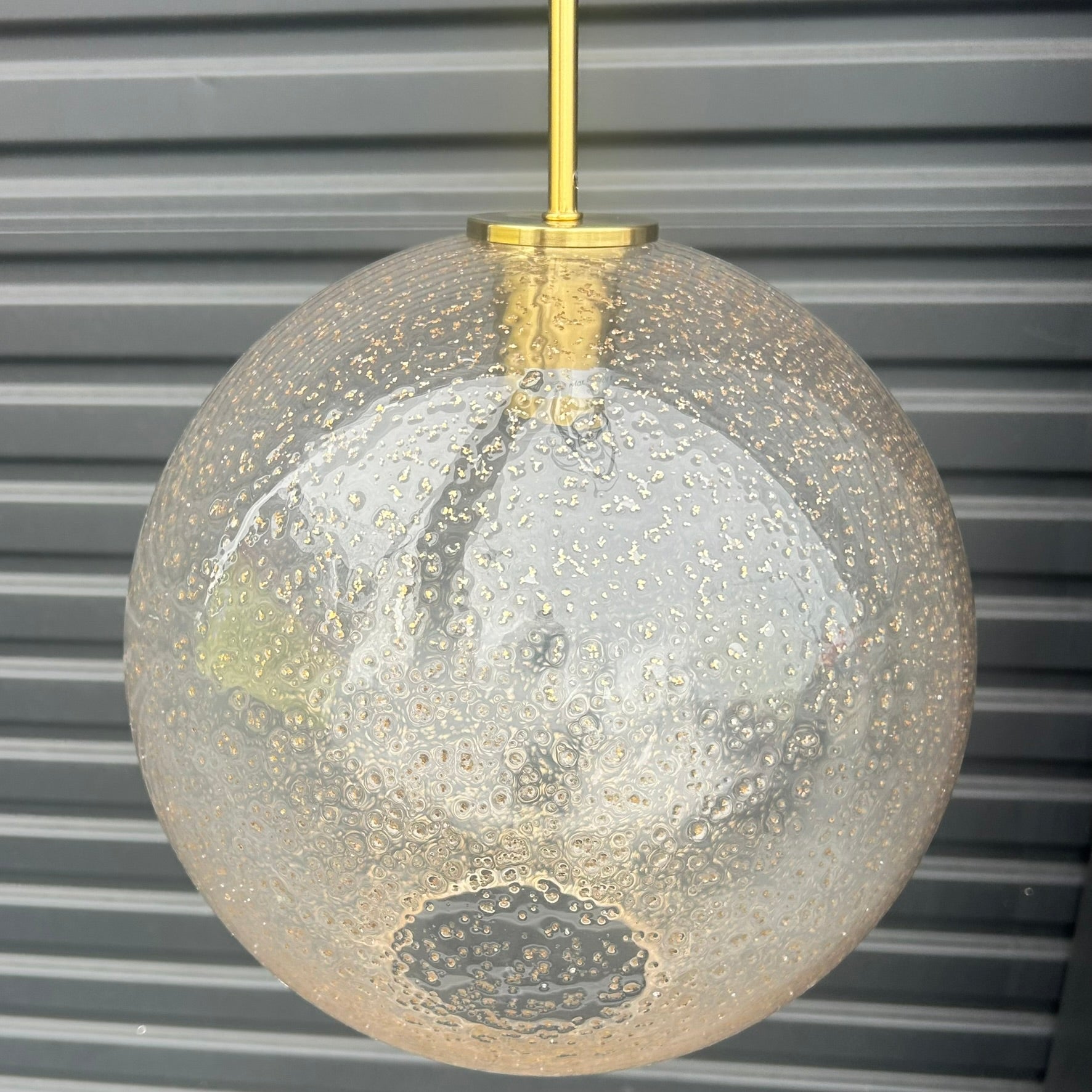 Arty Round Champagne Textured Glass Pendant