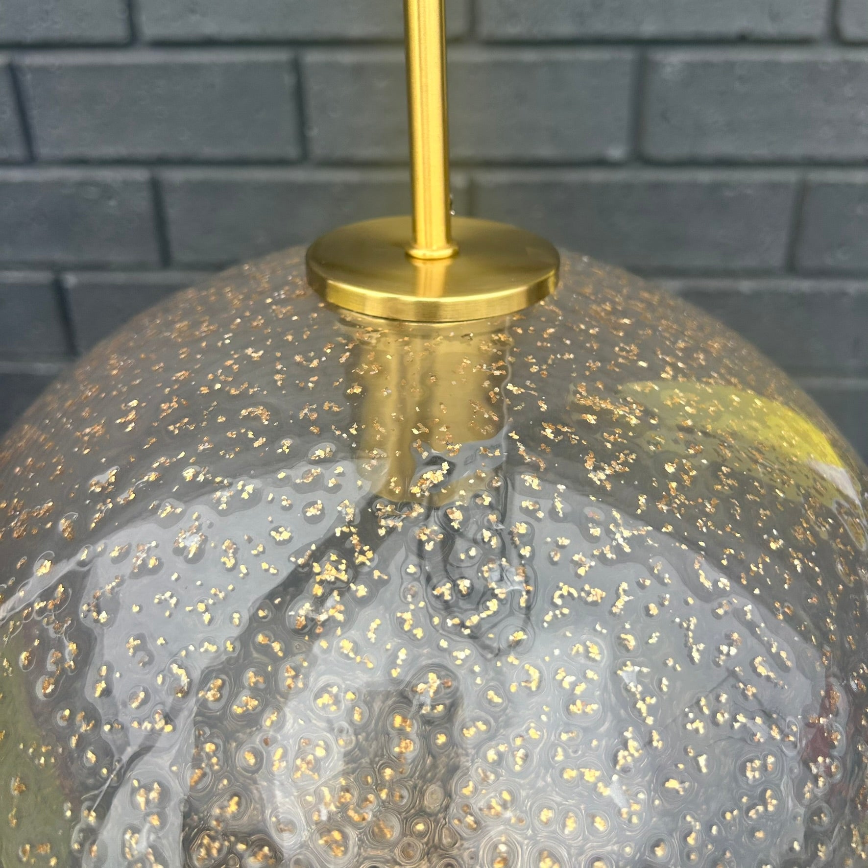 Arty Round Champagne Textured Glass Pendant