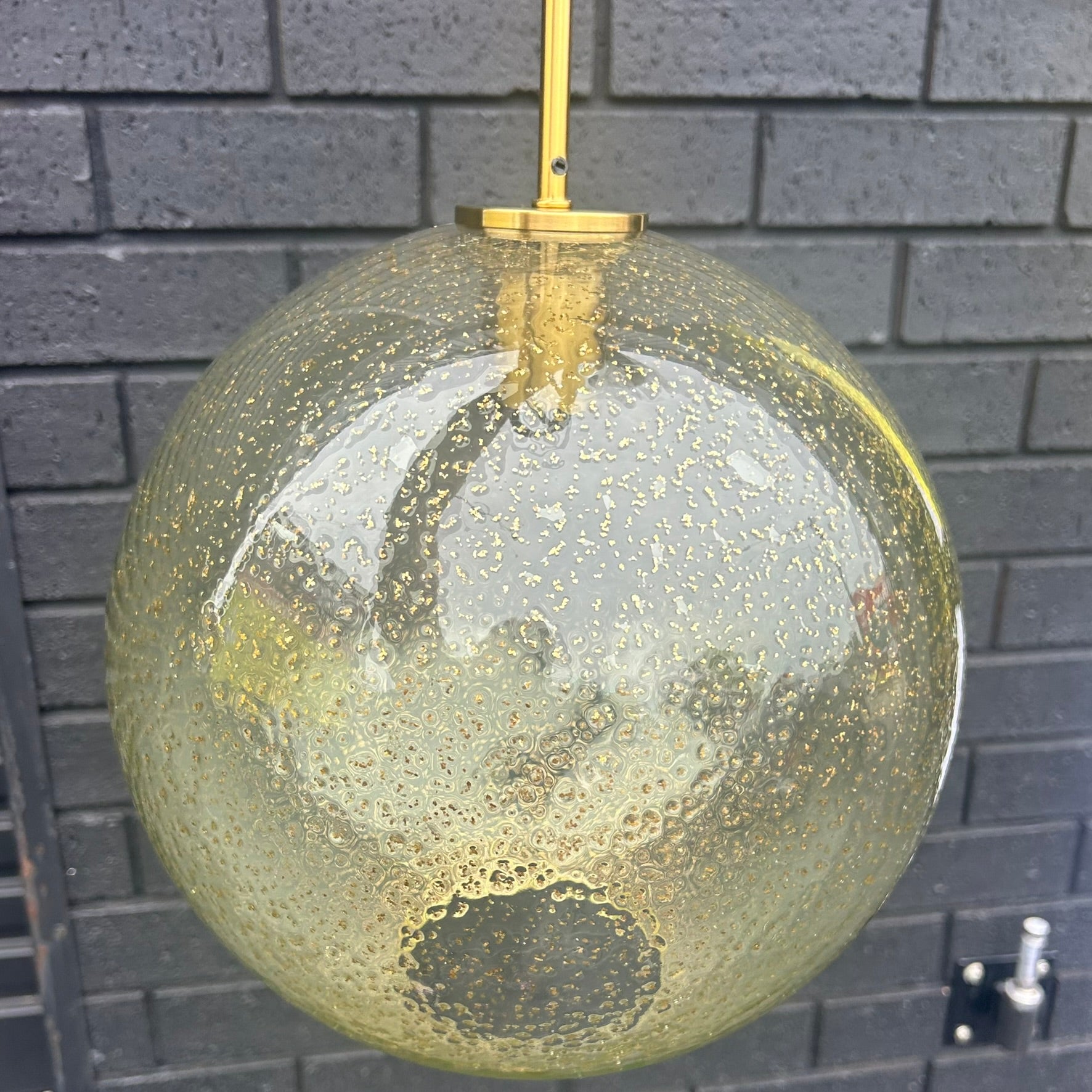 Arty Round Pale Green Textured Glass Pendant