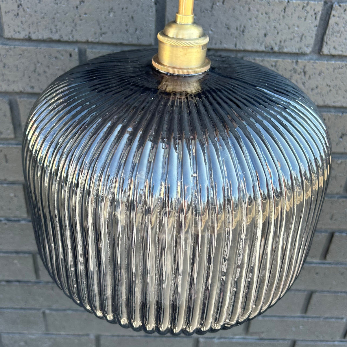 Ashter Hand-blown Lantern Pendant in Smoke Glass