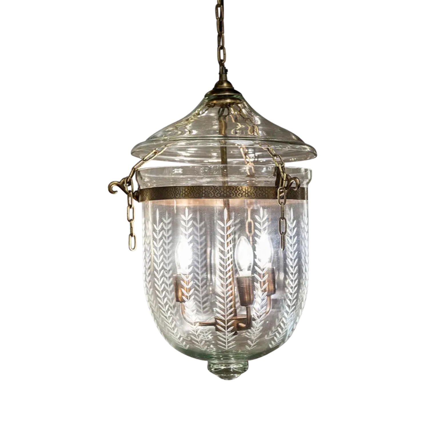 Bell Jar Ceiling Pendant Medium Brass ELKH307