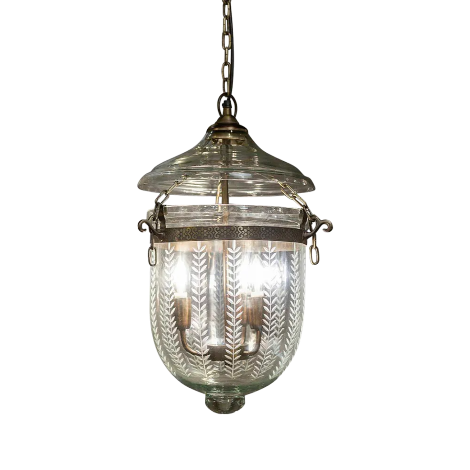 Bell Jar Ceiling Pendant Small Brass ELKH308