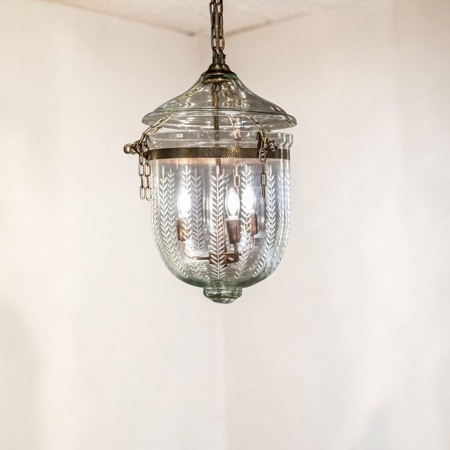 Bell Jar Ceiling Pendant Medium Brass ELKH307