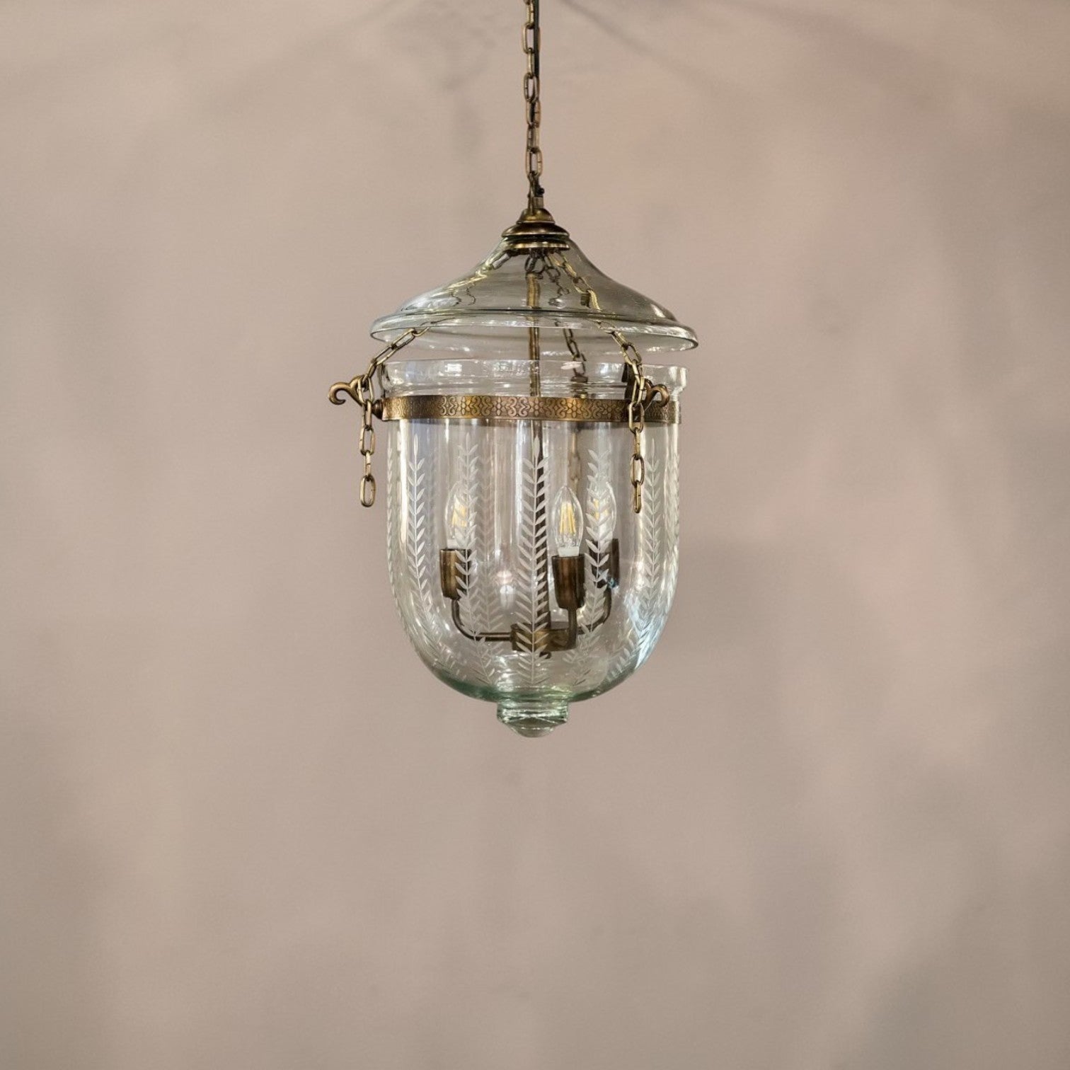 Bell Jar Ceiling Pendant Small Brass ELKH308