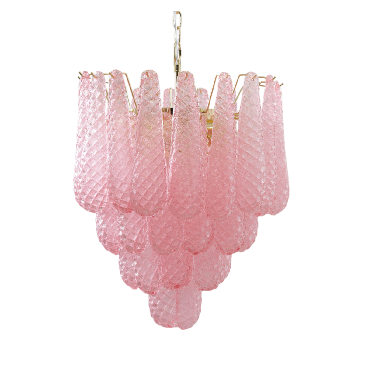 Caterina Murano Pink Glass Droplet Chandelier - 4 layer