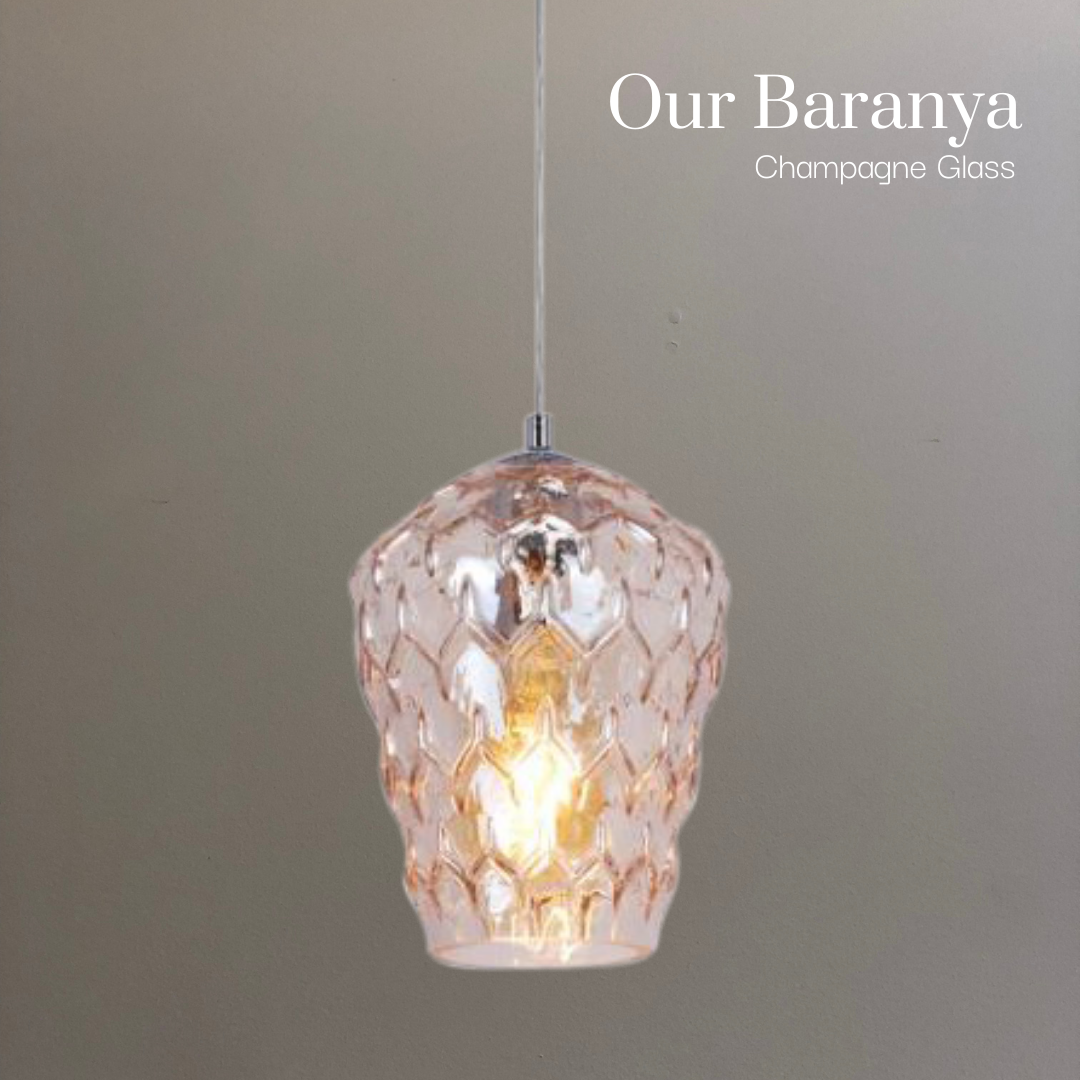 Baranya Hand-blown Champagne Crystal Glass Pendant Lamp