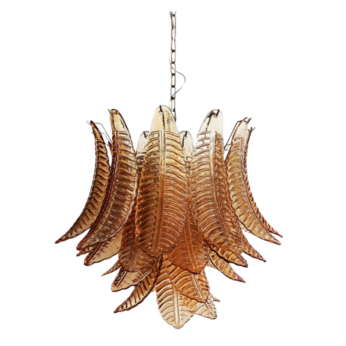 Clarice Murano Amber Glass Leaf Chandelier
