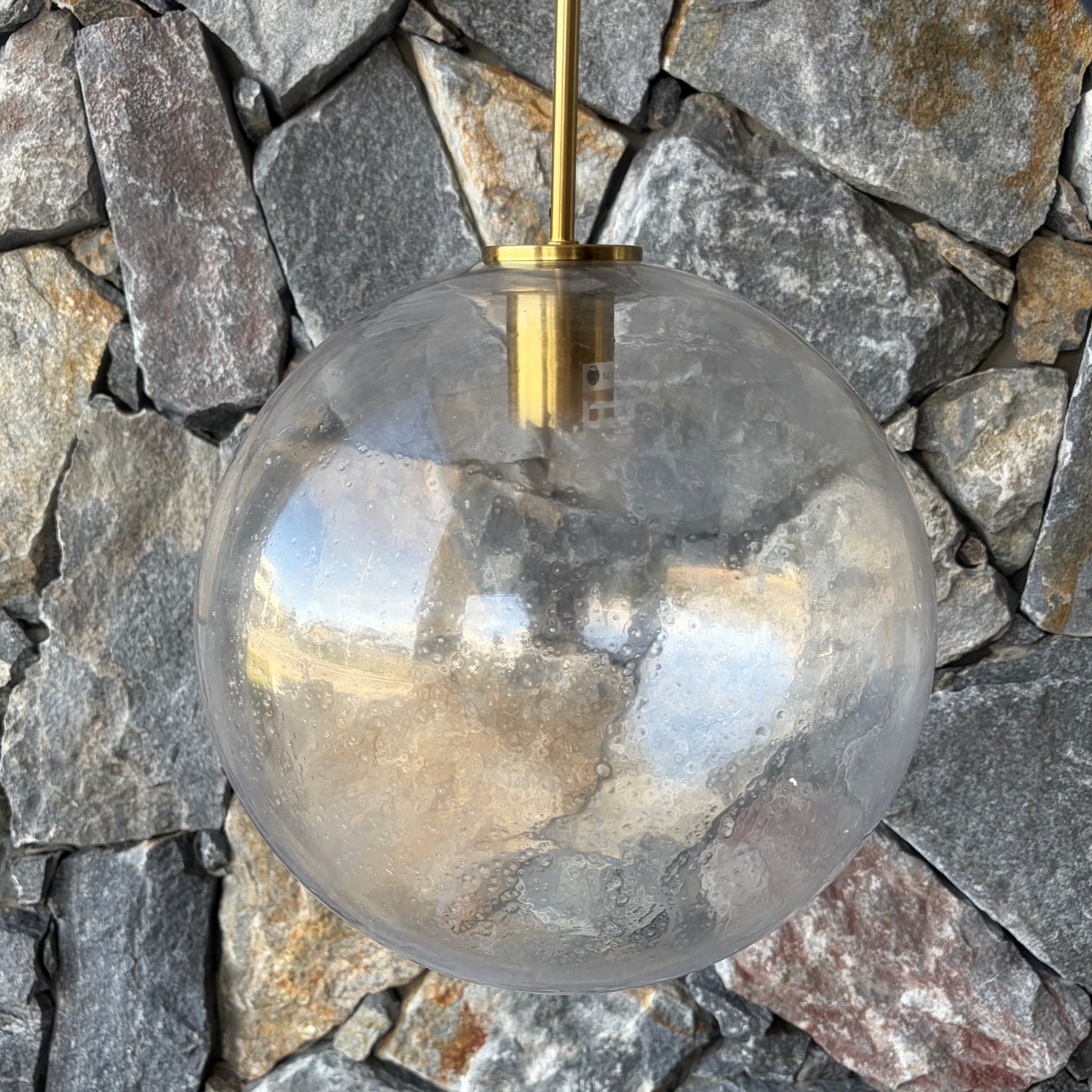 Arty Round Clear Textured Glass Pendant