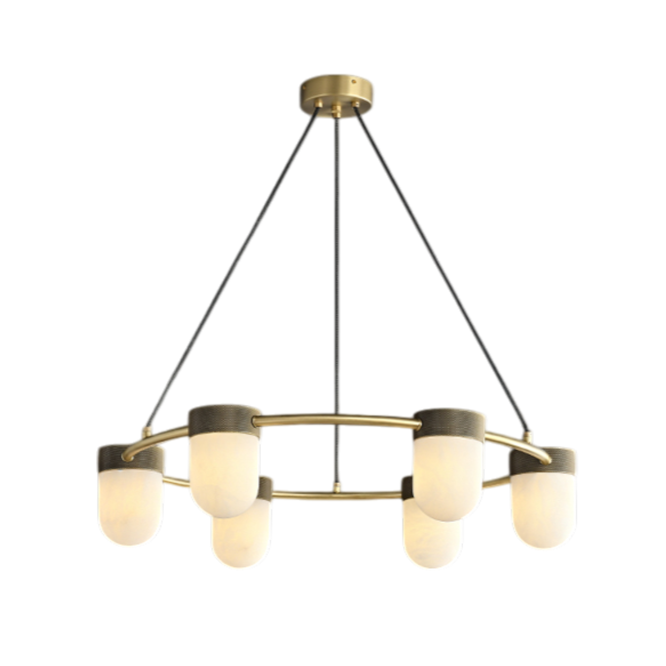 Clementine Round Alabaster Suspension Chandelier
