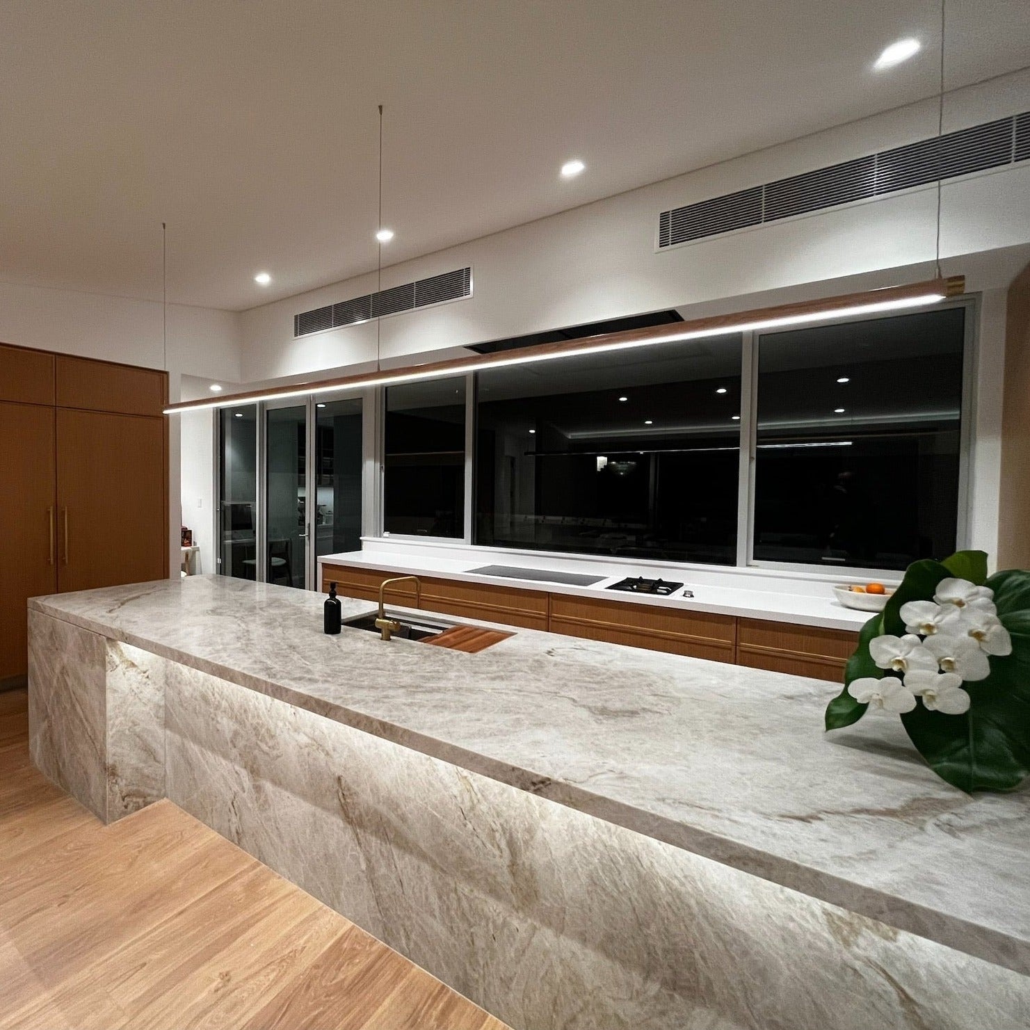 Simpson Australian Timber Linear LED Pendant Lamp (Brown Walnut Finish)
