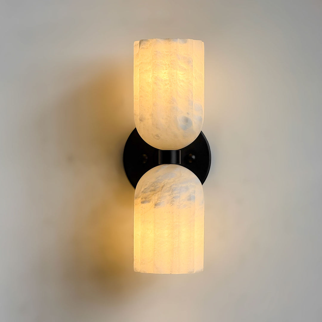 Salina Dual Alabaster Ribbed Wall Sconce